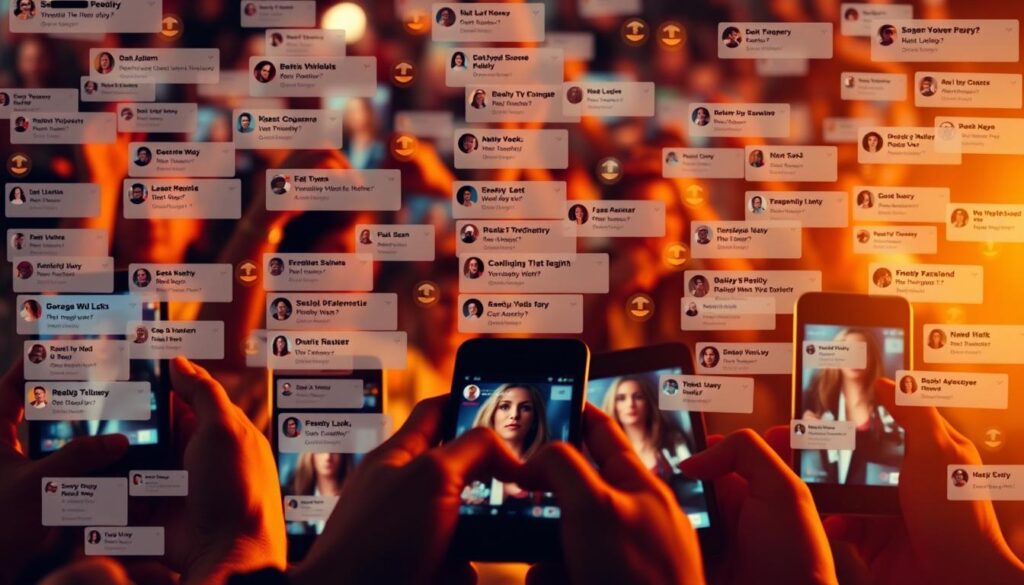 A social media feed filled with heated comments, emojis, and hashtags, capturing the intense public reaction to a reality TV scandal. The foreground features smartphones and tablets, their screens reflecting the drama unfolding, with a blurred background of fans and critics passionately engaging online. Warm lighting casts a glow, creating a sense of the story's amplification across digital platforms. The composition emphasizes the immediate, visceral nature of modern controversies, where public opinion can shift rapidly in the era of instant communication. A social media feed filled with heated comments, emojis, and hashtags, capturing the intense public reaction to a reality TV scandal. The foreground features smartphones and tablets, their screens reflecting the drama unfolding, with a blurred background of fans and critics passionately engaging online. Warm lighting casts a glow, creating a sense of the story's amplification across digital platforms. The composition emphasizes the immediate, visceral nature of modern controversies, where public opinion can shift rapidly in the era of instant communication.