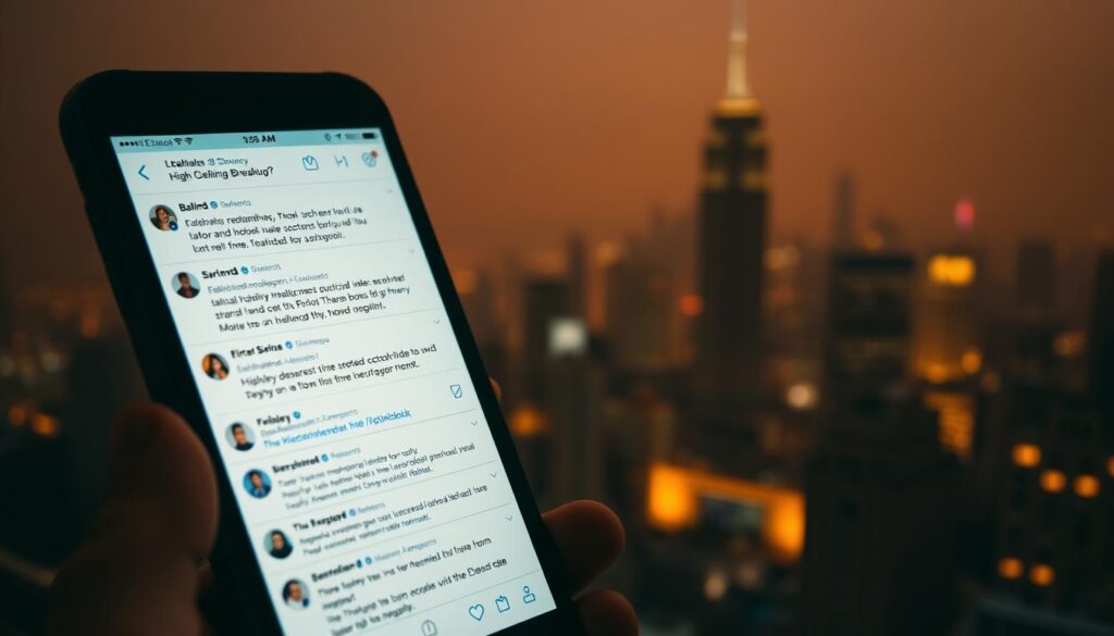 A social media feed divided, with heated debates and polarized reactions unfolding across various platforms. In the foreground, a smartphone screen displays an array of comments, some supportive and others harshly critical, surrounding a recent high-profile celebrity breakup. The middle ground features a chaotic swirl of social media icons, hashtags, and data visualizations, reflecting the intense online discourse. In the background, a hazy, distorted cityscape suggests the broader societal impact of this event, as it reverberates through the digital landscape. Warm, dramatic lighting casts an emotive, almost cinematic quality, while a shallow depth of field draws the viewer's focus to the central narrative. An unsettling, yet compelling scene that captures the aftermath of a reality show split. A social media feed divided, with heated debates and polarized reactions unfolding across various platforms. In the foreground, a smartphone screen displays an array of comments, some supportive and others harshly critical, surrounding a recent high-profile celebrity breakup. The middle ground features a chaotic swirl of social media icons, hashtags, and data visualizations, reflecting the intense online discourse. In the background, a hazy, distorted cityscape suggests the broader societal impact of this event, as it reverberates through the digital landscape. Warm, dramatic lighting casts an emotive, almost cinematic quality, while a shallow depth of field draws the viewer's focus to the central narrative. An unsettling, yet compelling scene that captures the aftermath of a reality show split.