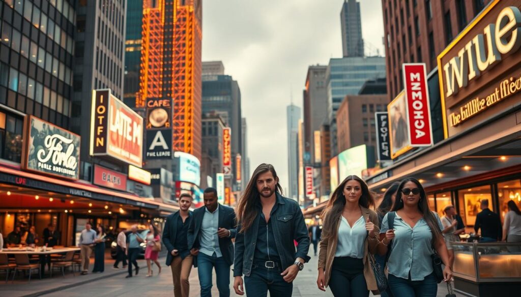 A bustling cityscape, its skyscrapers and neon lights casting a warm glow. In the foreground, a group of former reality stars strolling confidently, their once-tarnished reputations now shining with renewed success. Soft, directional lighting highlights their transformed appearances and self-assured expressions. In the middle ground, a thriving scene of upscale cafes, high-end boutiques, and trendy art galleries, reflecting their newfound status. The background blurs into a hazy dreamscape, suggesting the triumph of their redemption stories. Captured with a wide-angle lens to convey a sense of grandeur and opportunity, this image evokes the triumph of the human spirit and the power of second chances. A bustling cityscape, its skyscrapers and neon lights casting a warm glow. In the foreground, a group of former reality stars strolling confidently, their once-tarnished reputations now shining with renewed success. Soft, directional lighting highlights their transformed appearances and self-assured expressions. In the middle ground, a thriving scene of upscale cafes, high-end boutiques, and trendy art galleries, reflecting their newfound status. The background blurs into a hazy dreamscape, suggesting the triumph of their redemption stories. Captured with a wide-angle lens to convey a sense of grandeur and opportunity, this image evokes the triumph of the human spirit and the power of second chances.